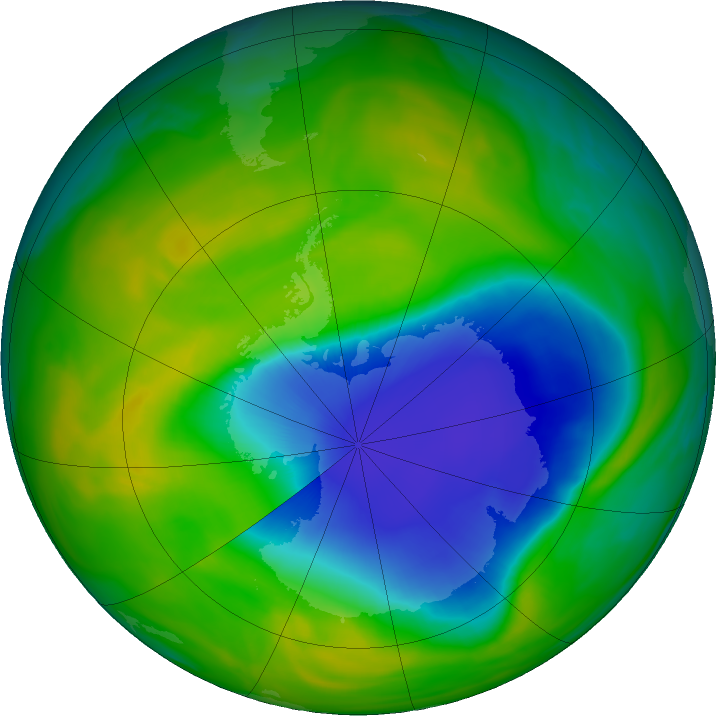 Antarctic ozone map for 13 November 2024